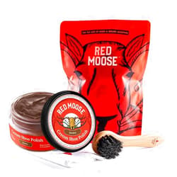 RED MOOSE 3pc Leather Shoe Shine Kit with Brush and Cloth – Made in USA – Boot Cleaner and Boot Polish – Shoe Polish Kit