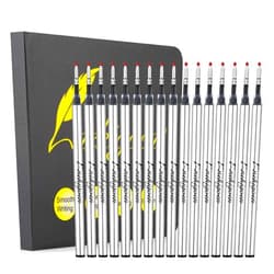 Nekigoen 4.37 Inch Rollerball Pen Refills Smooth Writing German Gel Ink Pen Refills Metal Standard Size Fine Point Black Ink 15 Black