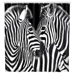 Wathon Zebra Print Shower Curtain Black and White, Cute Zebra Animal Bathroom Shower Curtain Nature Wildlife, Modern Art Decor Shower Curtain Set Stripe Design Shower Curtain Hooks Included 72X702IN