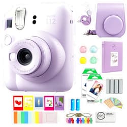 FUJIFILM INSTAX Mini 12 Instant Film Camera | Lilac Purple Bundled with INSTAX Mini Instant Film |40 Exposures + Instax Accessory Bundle + AA Batteries + Cleaning Cloth (10 Items)