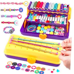 TingingYuli Friendship Bracelet Making Kit with Storage Box,DIY String Bracelet Arts and Craft for Girls Aged 8-12,Kids' Travel Activity Toy Set,Birthday Gifts for Ages 6 7 8 9 10 11 12 Year Old (Yellow/Purple)