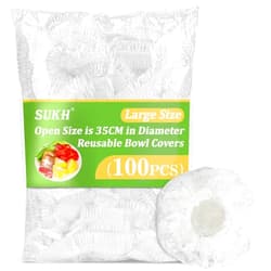 Sukh 100PCS Bowl Covers Reusable - Thickend&Sturdy Plastic Bowl Cover Elastic Food Covers Stretch Reusable Disposable Food Storage Fresh Keeping Bags Outdoor to Keep Dust Away Outdoor Party Supplies