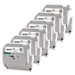 Absonic 6-Pack M-K231s Label Tape 12mm 0.47 Black on White Compatible for Brother M-K231 MK-231 MK231 M231 P Touch M Label Tape 12mm 1/2