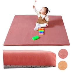Primica Padded Baby Play Mat for Floor with Plush Fabric - Soft Foam Baby Floor Play Mat for Comfort and Safety - Ideal Floor Mat for Baby Playrooms and Nurseries (Rust)