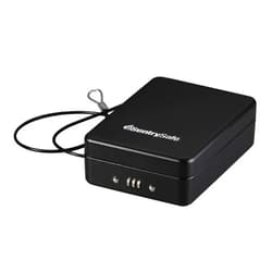 SentrySafe Small Safe, Black Lock Box with Combination Lock for Office or Dorm Secures Money, Passport, Jewelry, 0.05 Cubic Feet, Exterior: 2.6 in. H x 5.9 in. W x 8.0 in. D, ‎P005C