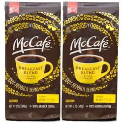 McCafe McDonalds McCafe Premium Roast Ground Coffee Bag 12.oz (Pack of 2) (Breakfast Blend - Light)