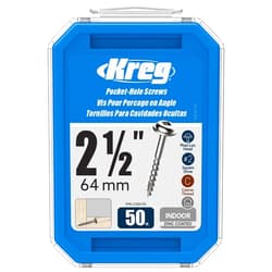 Kreg SML-C250-50 Zinc Pocket-Hole Screws, 2 1/2 Inch, #8 Coarse Thread, Maxi-Loc Head (50 Count)