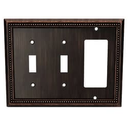 Henne Bery Sunken Pearls Heavy Duty Decorative Wall Plate Switch Plate Outlet Cover (Double Toggle/Single Decorator, Aged Bronze)