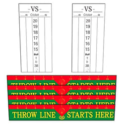 DIMBOI 2 Pcs Dry Erase Darts Scoreboard, Dart Scoreboard PET Stickers for Broken Stain Replacement, Cricket, and 01 Dart Game,4 Pcs Dart Throw Line Dart Floor Marker PVC