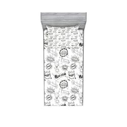 Lunarable Sketch Fitted Sheet & Pillow Sham Set, Pattern Comic Book Doodle Speech Bubbles Sound Effects Cloud Pop Art Humor, Decorative Printed 2 Piece Bedding Decor Set, Twinxl, Black White