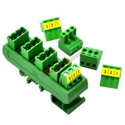 Electronics-Salon Slim DIN Rail Mount 10A/300V 5x3 Position Pluggable Screw Terminal Block Distribution Module.