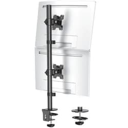 MOUNTUP Dual Monitor Stand, Vertical Monitor Mount for 2 Max 32 inch Stack Screen Monitors, Height Adjustable, Swivel, Tilt Monitor Desk Mount with C Clamp Grommet Base, MU3004