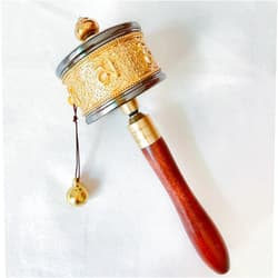Eggone Copper Hand Held Prayer Wheel with Tibetan Buddhist Six-Character Truth Premium Buddha Scriptures, Wooden Handle Prayer Wheel for Praying, blessing, Meditation, Healing, Relaxing, Yoga