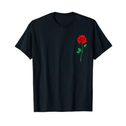 Red Rose Flower Romantic Love Gift For Her/Him Single Red Rose Pocket Flower Romantic Love Pocket T-Shirt