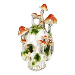 Ebros Gift Day of The Dead Toadstool Mushrooms and Moss Fungi Skull Figurine Skeleton Head Macabre Alchemy Gothic Ossuary Skulls