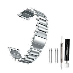 Moran Stainless Steel Watch Band Quick Release Replacement Metal Strap 20mm 22mm for Men Women (Silver+Folding Clasp, 22mm)