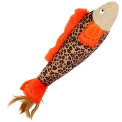 By SmartyKat SmartyKat Instincts HappyNip Fin Frenzy Fish Kicker Crinkle Plush Cat Toy, Contains Catnip & Silvervine - Orange/Beige, One Size