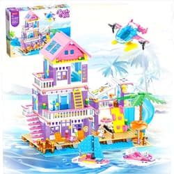 WINGIFT 955 Piece Beach House Building Set,Seaside Beach Villa Building Toys Friends Vacation Hut Blocks Set,STEM BuildingToys with Helicopter,Yacht,Sailboat,Christmas Birthday Gift for Girl Age 6-12+