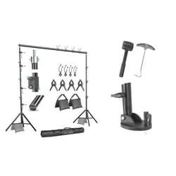 JS JULIUS STUDIO Julius Studio [Enhanced Heavy Duty] 10 x 10 ft. (W x H) Backdrop Stand Background Support System Accessory Kit / [6 Pack] Backdrop Stands Outdoor Shoe Mount Foot Pad Bundle