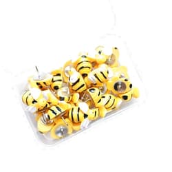 UUYYEO 30 Pcs Bee Push Pins Small Cute Pushpins Cork Board Thumbtacks Bulletin Board Tacks Decorative Thumb Tacks Wall Hanging Map Pins with Storage Box Office Supplies