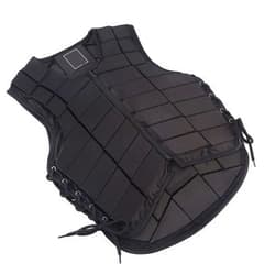 SOFW Equestrian Protective Black Vest Protector, Horse Riding Vest One Piece Armor with Extended Padding for Adults Boys Girls Children for Unisex(M)