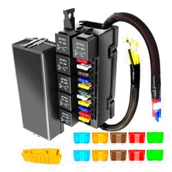 Gebildet 12V Fuse Relay Box with 6 Relays and 11 Way ATC/ATO Blade Fuses, Pre-Wired Fuse and Relay Box 12 Vlot Relay Fuse Box Block for Automotive Marine Boat
