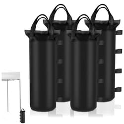 PEASUG 4 Sand Bags for Weight, Heavy Duty Sandbags for Canopy Legs, Extra Large Pop Up Tent Weights, Canopy Weight Bags for Gazebo, Outdoor Sun Shelter, Umbrella - Black, 6