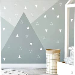 The Boho Design Tribal Triangles Wall Decals Peel and Stick for Kids, Baby Bedroom Nursery and Living Room, Vinyl Wall Stickers Decor (White)