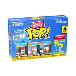 Funko Bitty POP! Disney - Minnie, 4-Pack - Minnie Mouse (red Dress), Daisy Duck, Donald Duck and A Surprise Mystery Mini Figure - 0.9 Inch (2.2 Cm) Collectable - Stackable Display Shelf Included