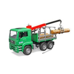 Bruder Toys - Forestry MAN Timber Truck with Fully Functioning Loading Crane, Tilting Loading Bed, and 3 Loadable Trunks - Ages 4+