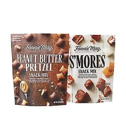 Fannie May Milk Chocolate S'mores 18 oz Snack Mix + Peanut Butter Filled Pretzel 22 oz Snack Mix