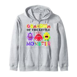 Monster Theme Kids Birthday Party Family Matching Grandpa Of The Little Monster Birthday Party Family Monster Zip Hoodie
