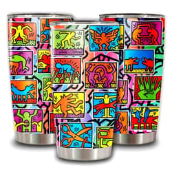 DOINB TIAN Insulated Tumbler Stainless Steel Keith With Lid Haring Travel Cup Collage Bottle Art Vacuum Mug Coffee Tea 20 Oz Tumblers Gifts For Father's Mother's Day Birthday Christmas Holidays