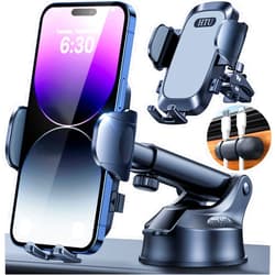 HTU 2025 Ultimate Car Phone Mount【125+LBS Strongest Suction & Military-Grade】【Patent & Safety Certs】 Cell Phone Holder Truck Stand for Dashboard Windshield Vent for iPhone 16 Pro Max 15 Samsung,Grey
