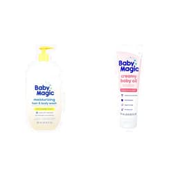 Baby Magic Moisturizing 30 Fl Oz Hair & Body Wash and 8.6 oz Creamy Baby Oil Bundle
