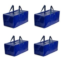 Earthwise Heavy Duty X-Large Moving Bags W/Backpack Straps Strong Handles & Zippers, Storage Totes For Space Saving, Fold Flat, Alternative to Moving Box (Blue - Set of 4)