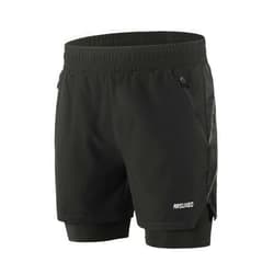 ARSUXEO Men's 2 in 1 Active Running Shorts with 2 Zipper Pockets