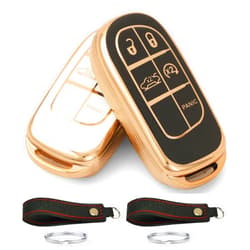 UOKEY TPU Smart Full Key Fob Cover Case Compatible with Jeep Grand Cherokee Dodge Challenger Charger Dart Durango Journey Chrysler 300.Part Number:M3N-40821302(5 Buttons)