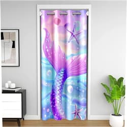 Manfei Mermaid Tail Door Curtain Marine Life Starfish Shell Doorway Curtain 52