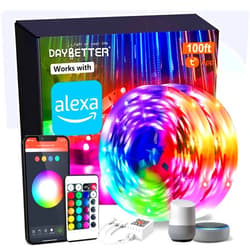 DAYBETTER Smart WiFi Led Lights 100ft, Tuya App Controlled Led Strip Lights, Work with Alexa and Google Assistant, Timer Schedule, Color Changing Led Lights for Bedroom Party Kitchen