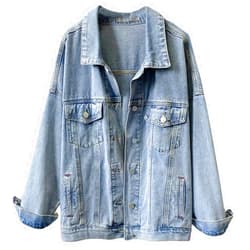 BWGHBH Women's Oversized Denim Jacket Casual Distressed Boyfriend Jean Coat Trendy Button Shirt Jacket For Girls