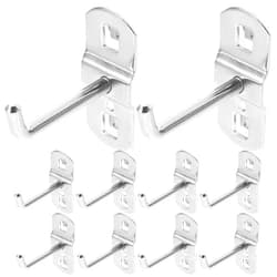 KOMBIUDA 12Pcs Supermarket Shelf Rack Hook Heavy Duty Exhibition Display Hooks for Square Tube Shelving for Retail and Compatible with Shelf Brackets
