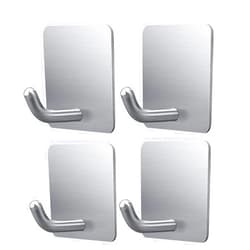 Meirenda Self Adhesive Hooks, Meirenda Removable Wall Hooks Sticky Hangers Hooks Heavy Duty Kitchen Towel Sticky Adhesive Wall Hanging Hooks for Office Home Robe Keys Bags 4 Pack