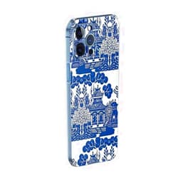 ROCKIA Phone Case Compatible with iphone 15 Pro Max Blue Willow Chinoiserie Blue and White Porcelain Inspiration Silicone Phone Rubber TPU Shockproof Protective Side Striped Soft Cover