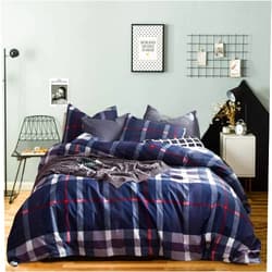 Wellboo Navy Plaid Bedding Covers Cotton Blue Men Tartan Grid Preppy Duvet Cover Twin Women Adults Dark Color Buffalo Checkered Comforter Cover Boys Scottish Grid Quilt Cover Farmhouse Bed Soft Health