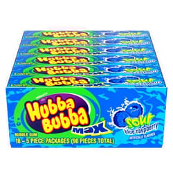 HUBBA BUBBA Sour Blue Raspberry Bubble Gum, Chewing Gum Bulk Pack - 5 Pieces, Pack of 18