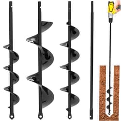 K-Brands Auger Drill Bit for Planting 3 Pack with Extension - Spiral Hole Planter for Bulbs, Fence Posts, and Umbrella Holes - 3/8'' Hex Drive Drill- Gardening Hole Digger Yard Tools - Garden Drill Attachments