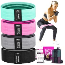 Vergali Resistance Bands for Working Out with Workout Bands Guide. 4 Booty Bands for Women Men Fabric Elastic Bands for Exercise Bands Resistance Bands for Legs Bands for Working Out Hip Thigh Glute Bands Set