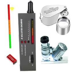 Hqdz-td High Accuracy Professional Diamond Tester Pen, Jewelry Diamond Tester with 60X Mini LED Magnifying&40X Full Metal Illuminated Jewelry Loop Magnifier,Diamond Selector for Novice and Expert