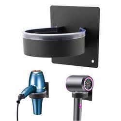 LVOERTUIG Blow Dryer Holder Wall Mounted Space Aluminum – No-Drill Adhesive Hair Tool Organizer for Bathroom, Salon, Dorm, Compact & Durable Hair Dryer Storage Hanger